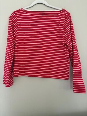 J. Crew Striped Red & White Pima Cotton Long Sleeve Shirt Small